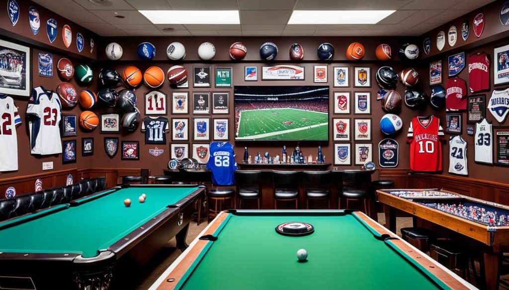 sports themed man cave