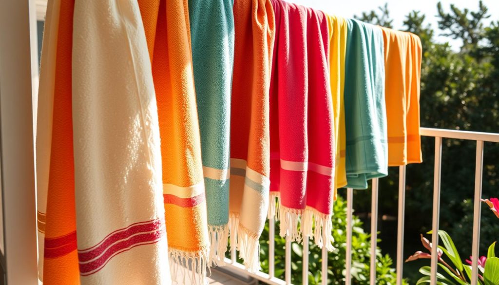 Absorbent towels drying quickly