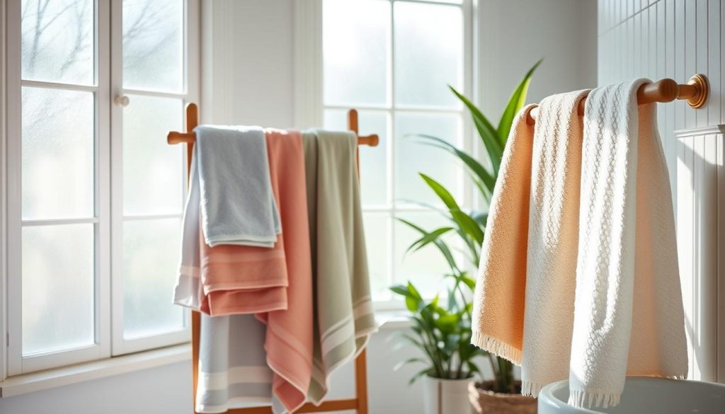 Bathroom ambiance with colorful towels