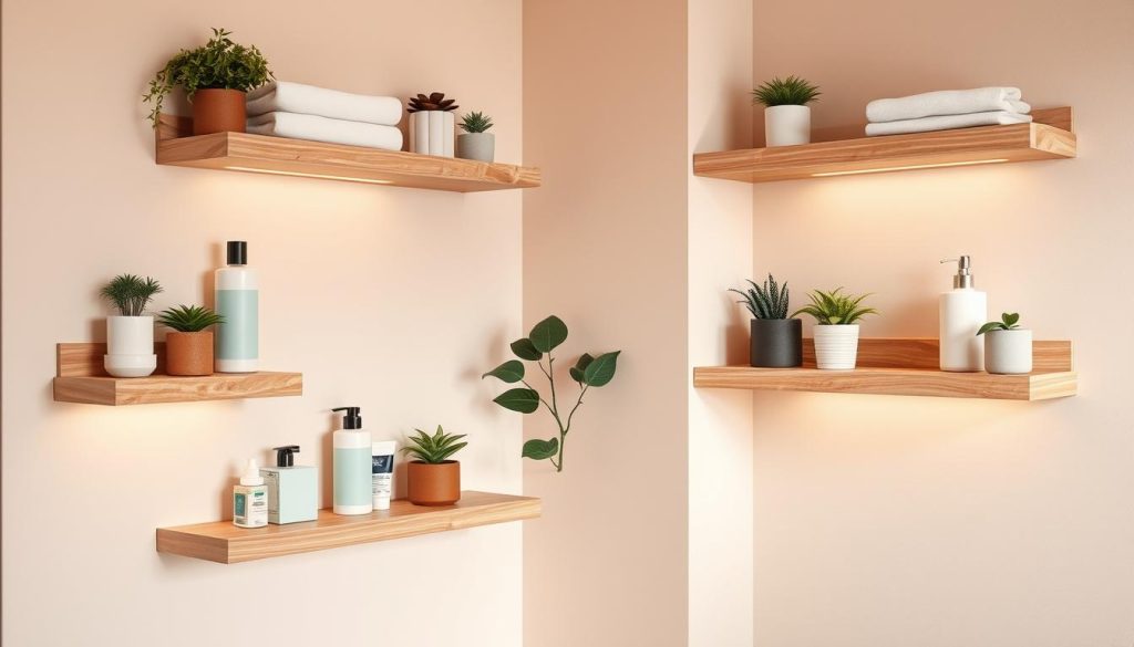 Bathroom corner shelves for storage