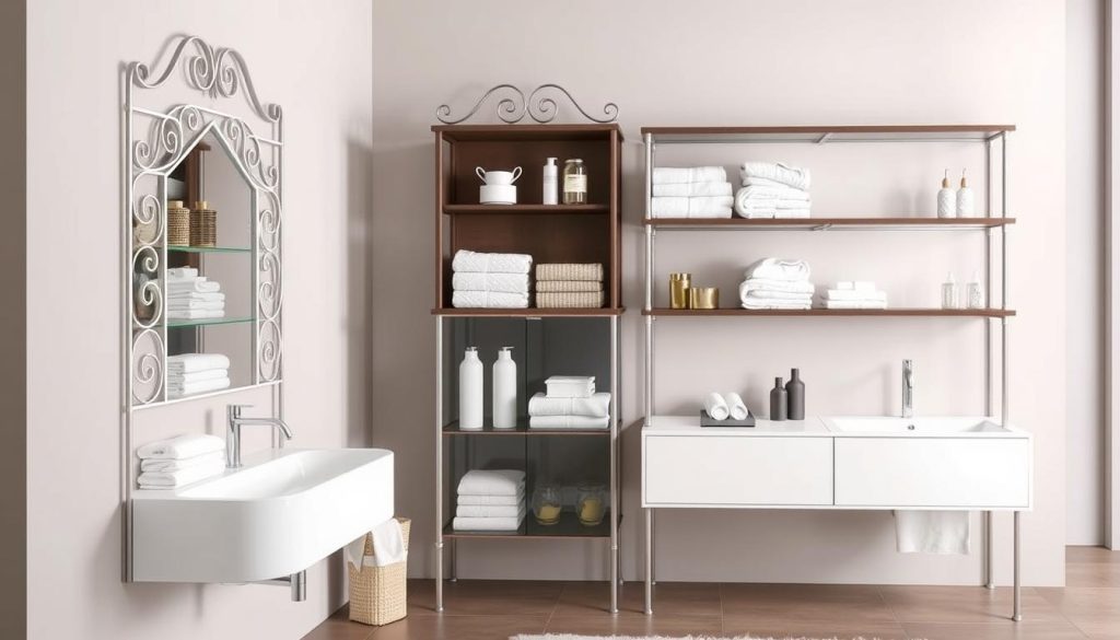 Bathroom etageres and shelving units