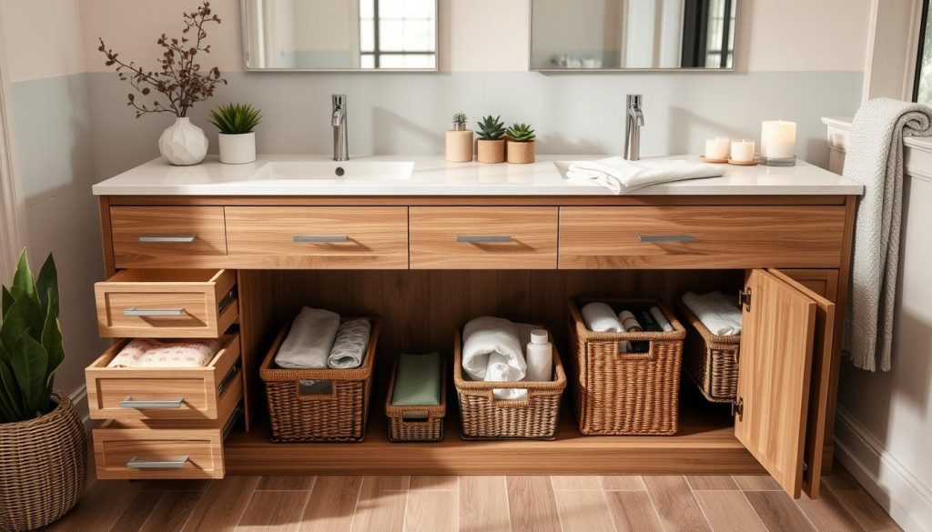 Bathroom vanity storage solutions