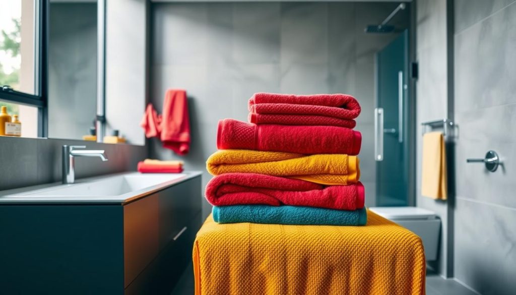 Bold towel colors for modern bathrooms