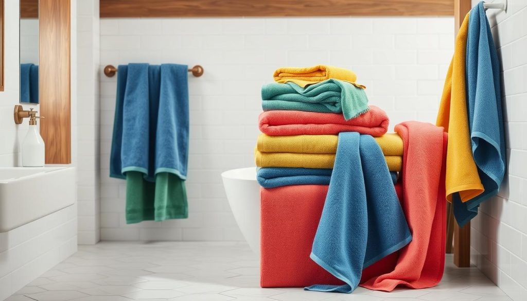 Color blocking techniques for bathroom towels