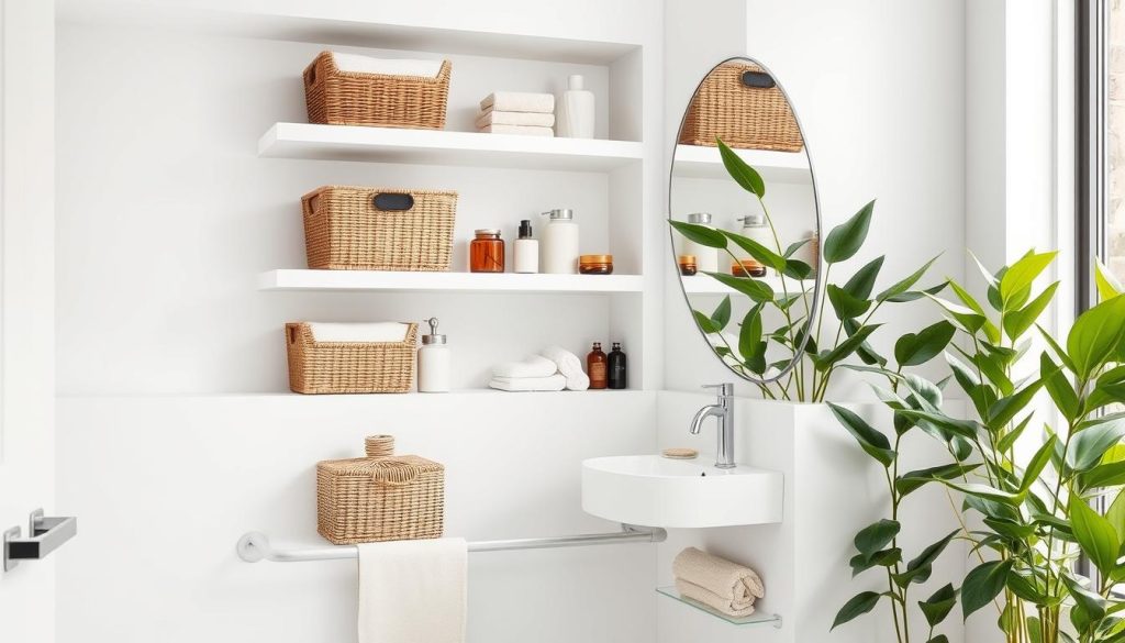 Corner bathroom storage solutions