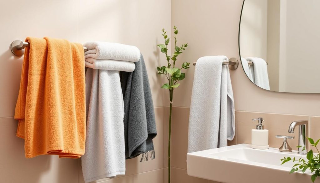 Cotton bath towels for bathroom makeover