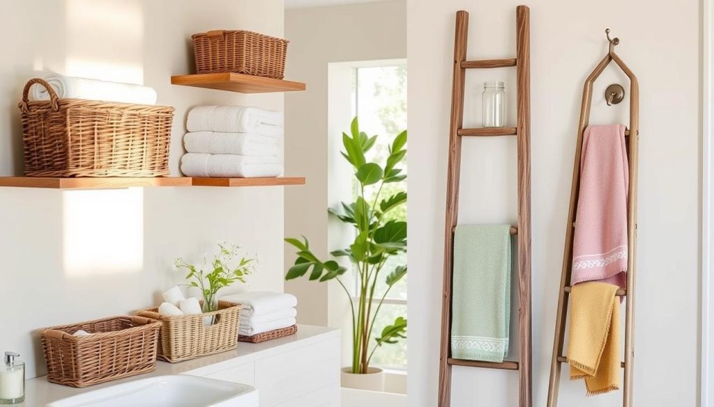 Creative towel storage solutions for bathroom organization