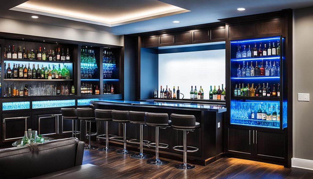 Custom bar in gaming lounge