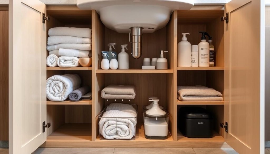 Custom cabinet organizers for under-sink storage