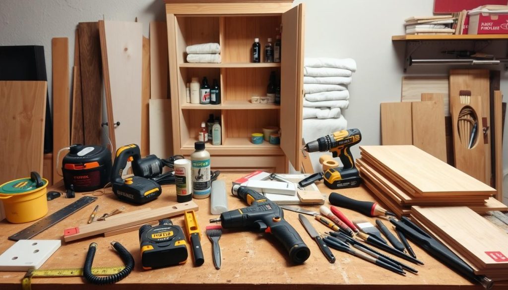 DIY bathroom shelves tools