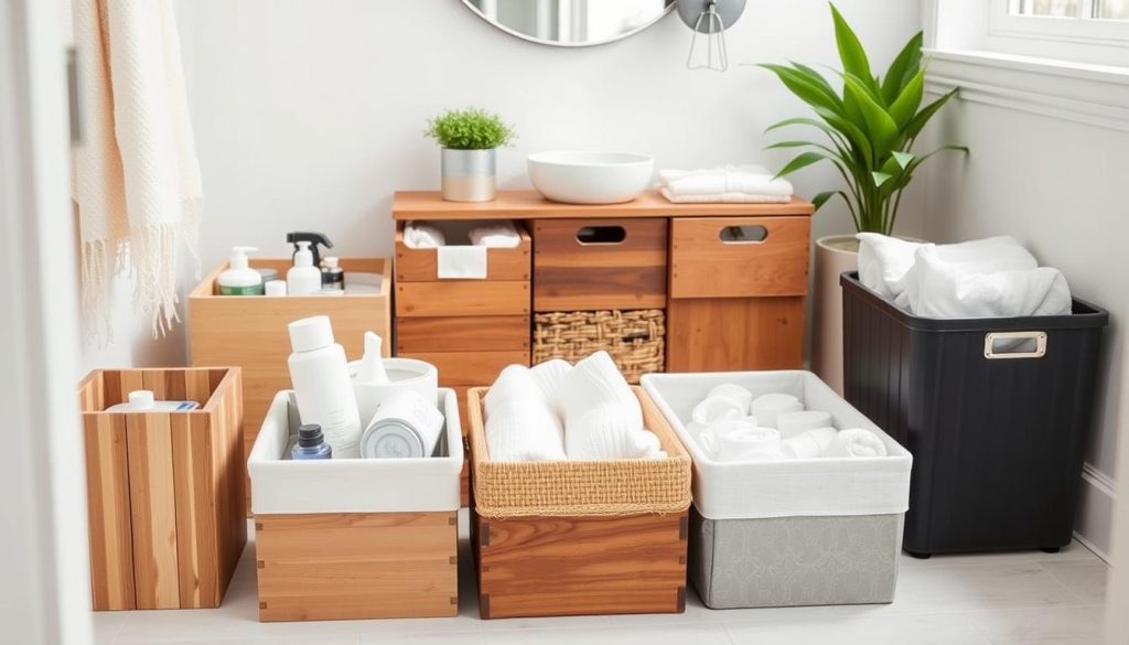 DIY bathroom storage bins