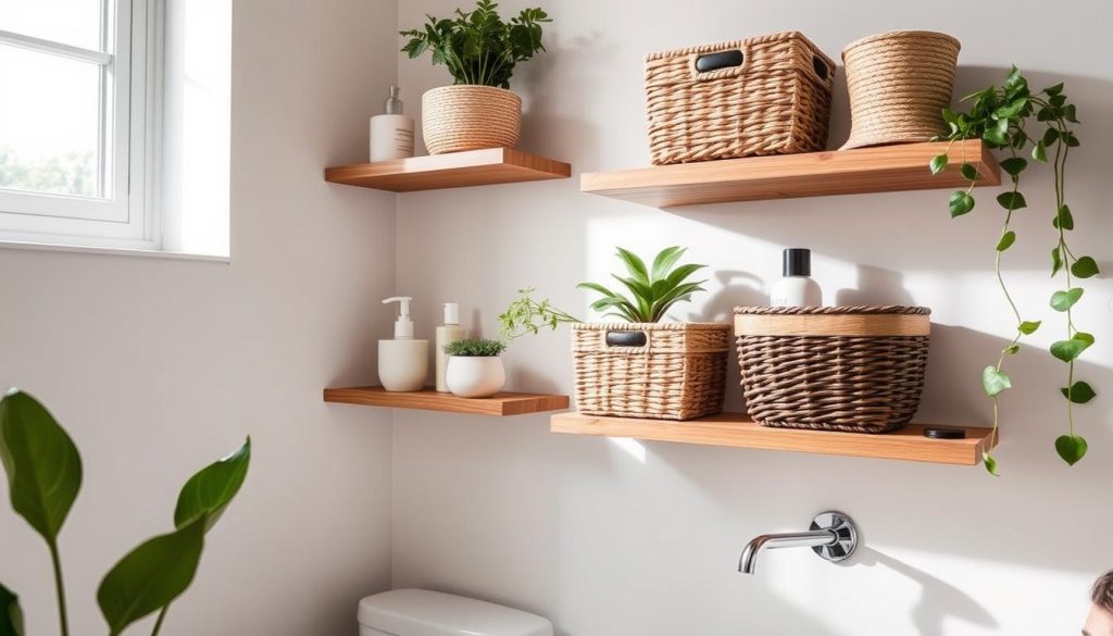 DIY shelving for bathroom storage