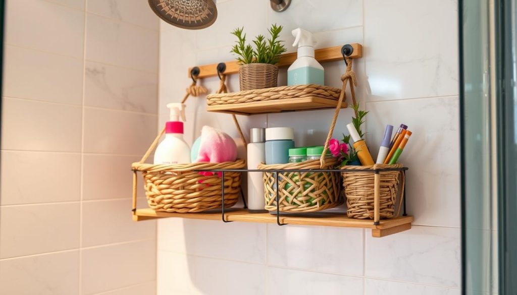 DIY shower caddy for bathroom organization