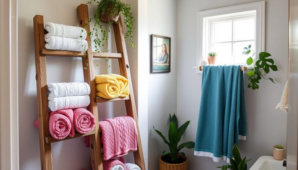 DIY towel storage ladder