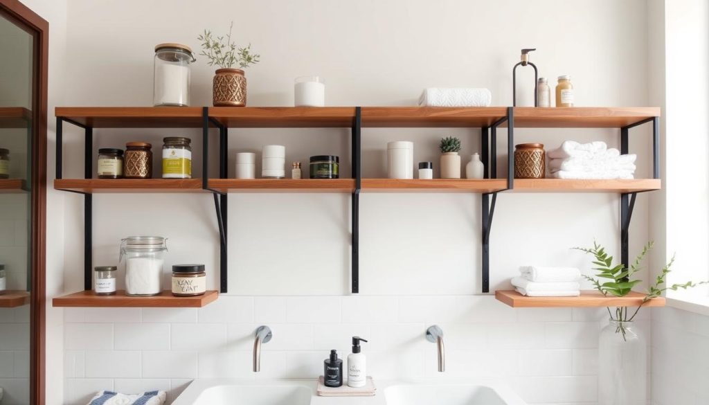 DIY vanity shelving