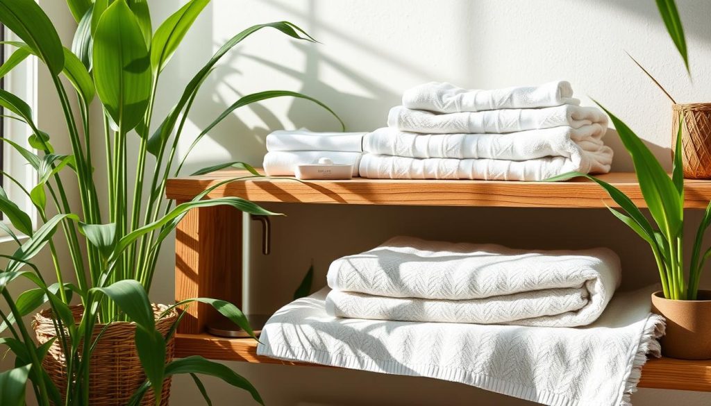 Eco-friendly bath towels made from organic cotton and bamboo