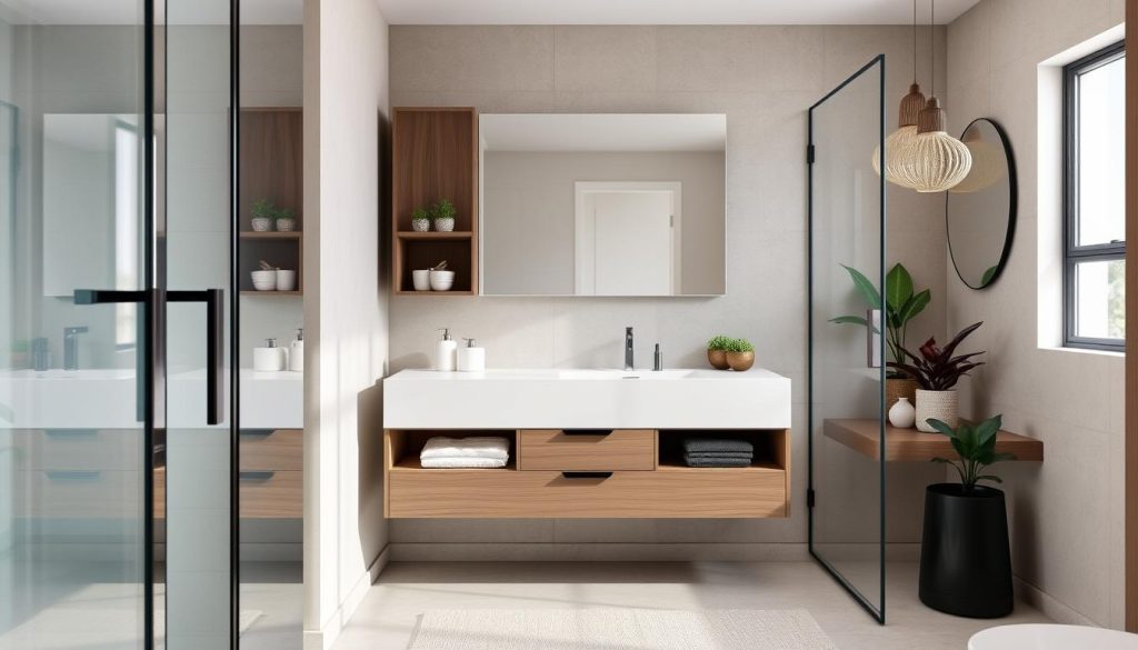 Floating bathroom vanities