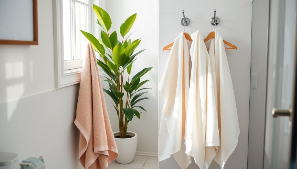 Hanging bath towels for a clutter-free bathroom