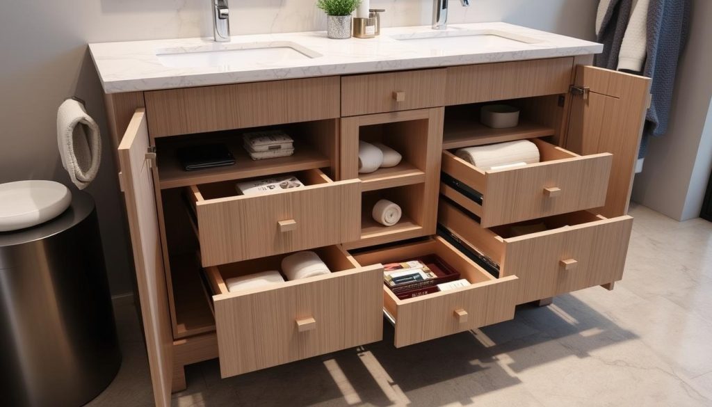 Hidden bathroom storage compartments