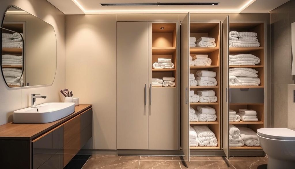 Innovative bathroom cabinets for towel storage