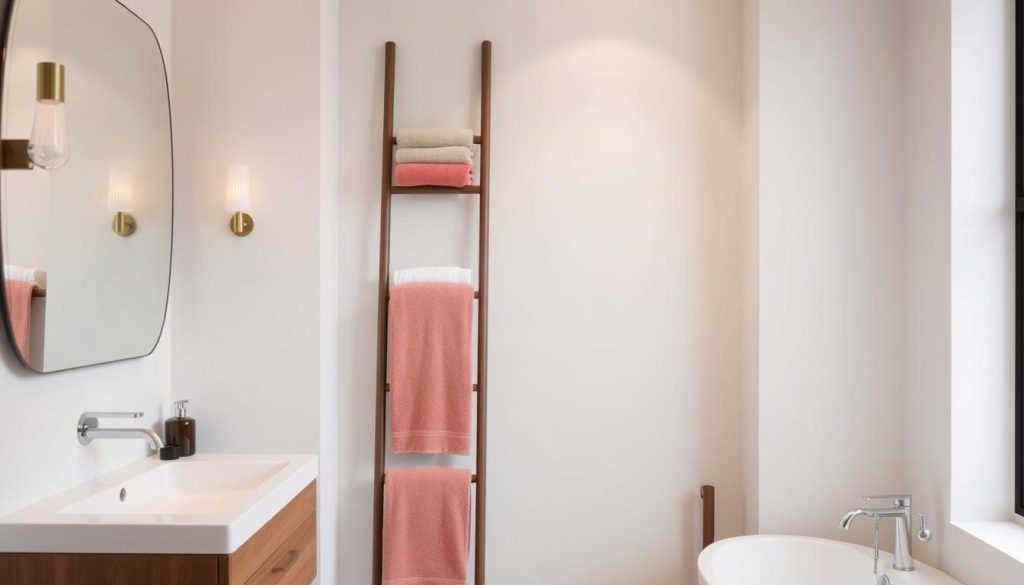 Ladder towel racks for trendy bathroom storage