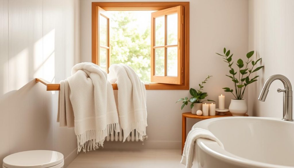 Luxurious towels on towel racks