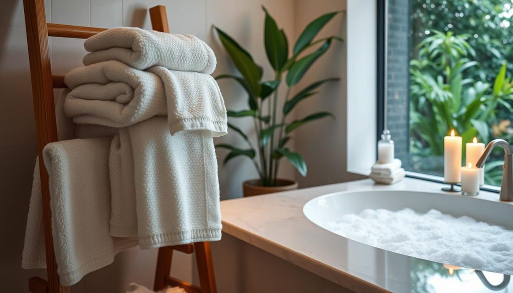 Luxury bath experience with hotel quality towels