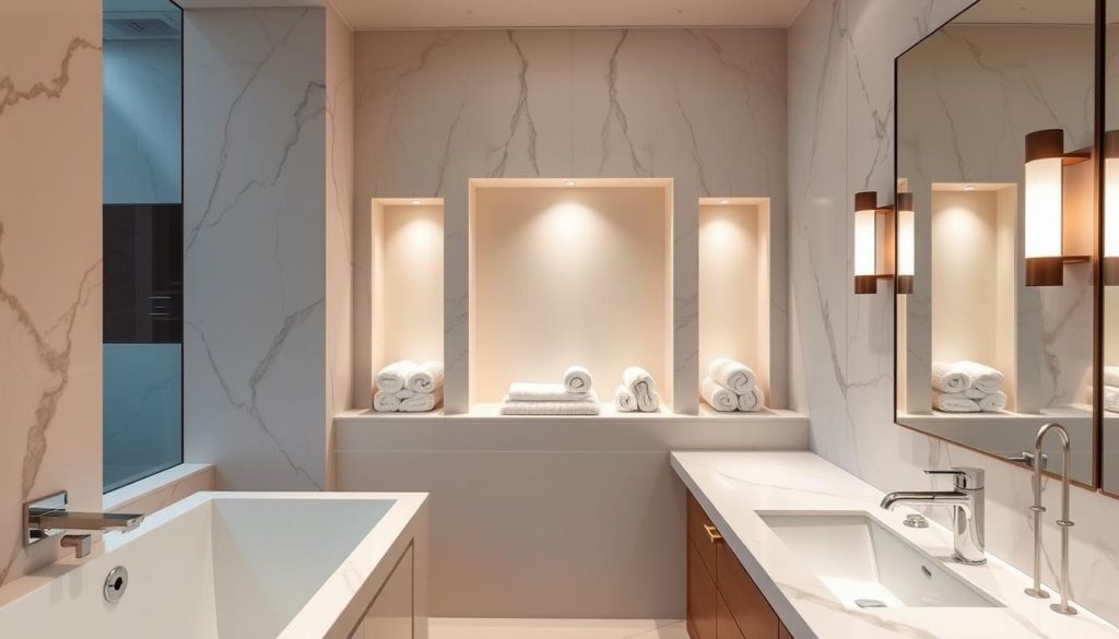 Luxury bathroom styling with built-in niches