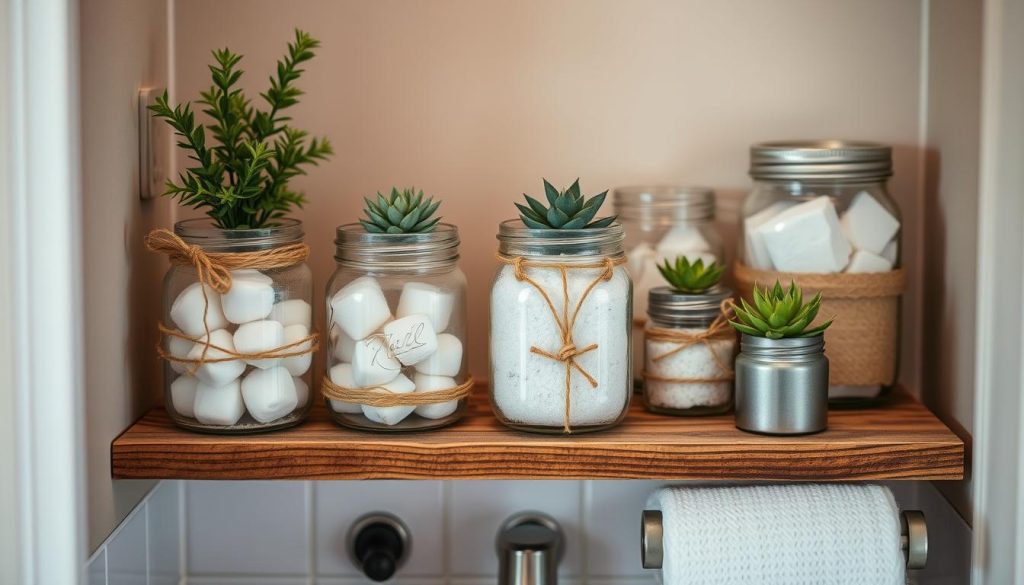 Mason jar bathroom decor