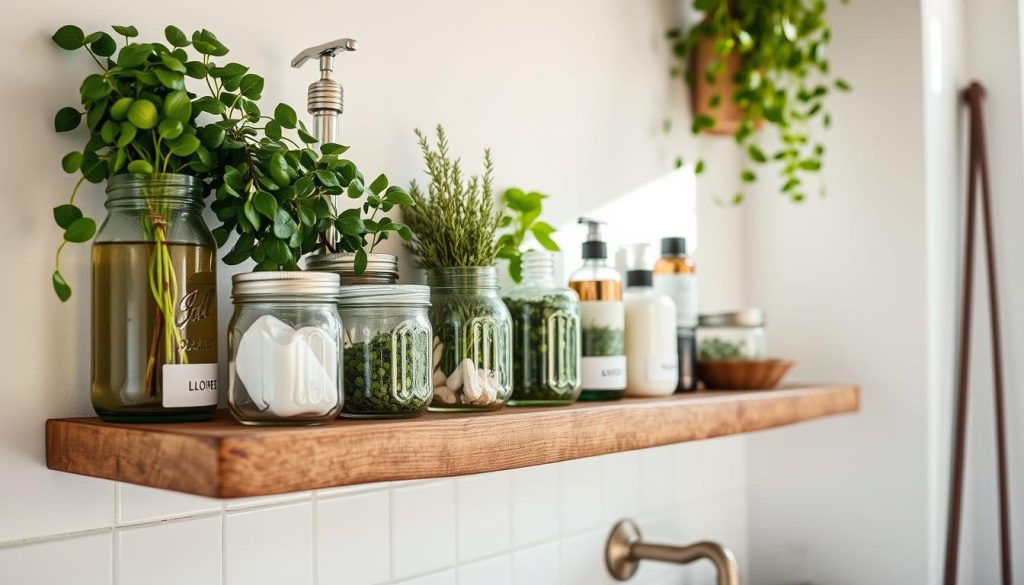 Mason jar bathroom organization