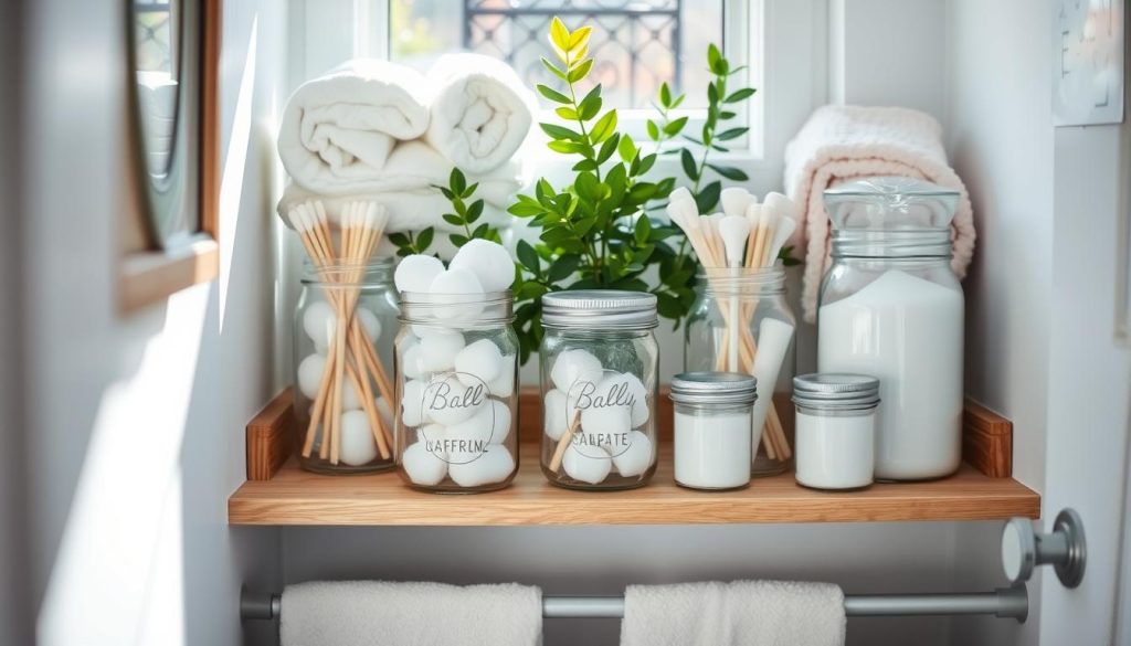 Mason jar bathroom organization