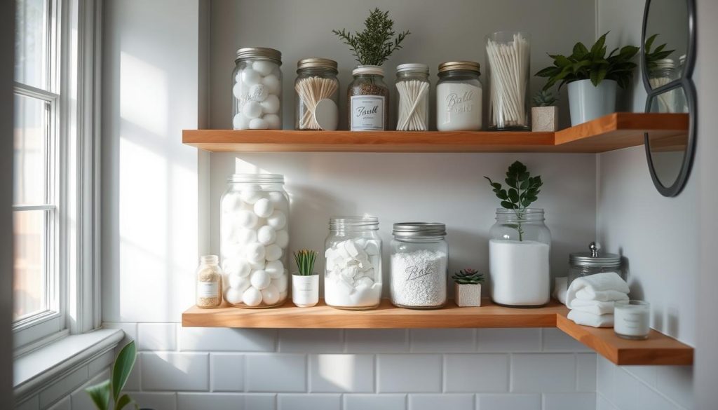 Mason jar bathroom organization