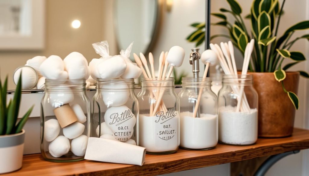 Mason jar bathroom organization