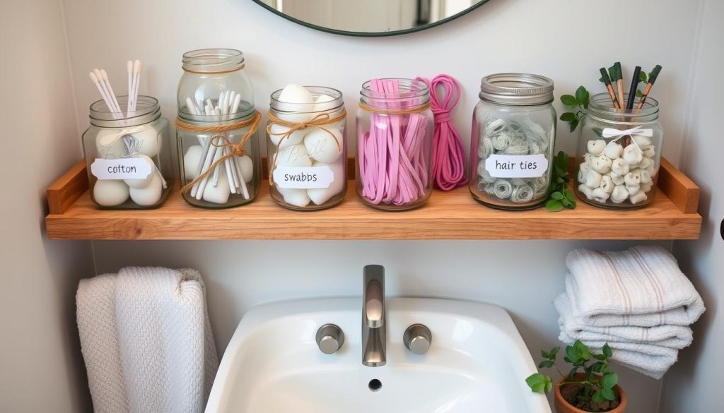 Mason jar bathroom organizer set