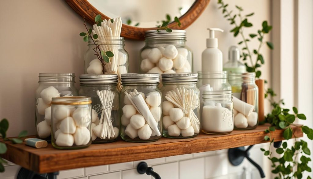 Mason jar bathroom organizers