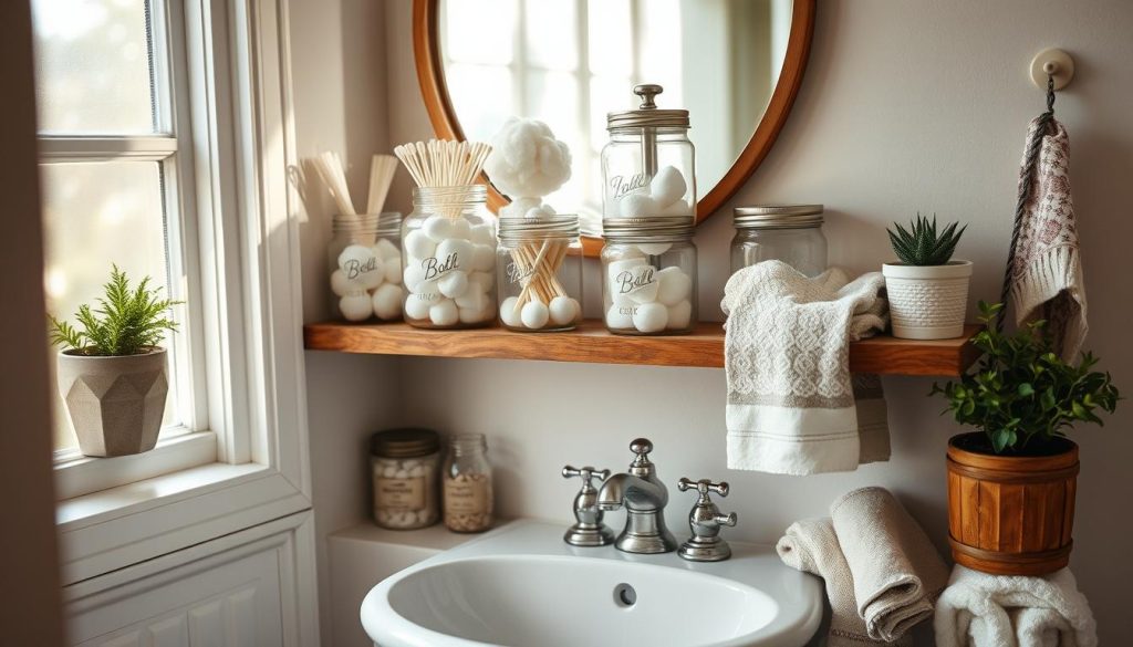 Mason jar bathroom storage maintenance