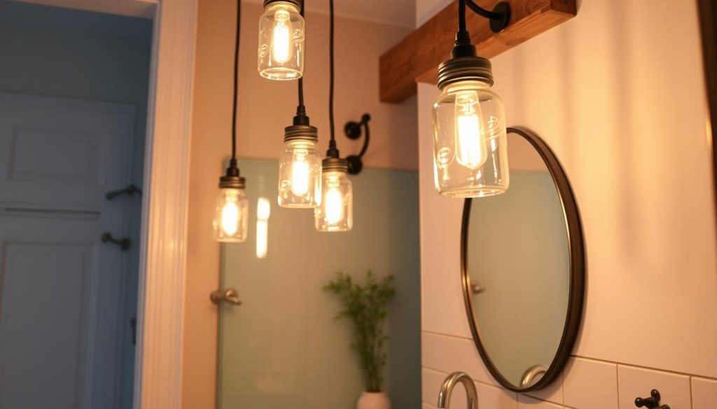 Mason jar pendant lights for bathroom decor