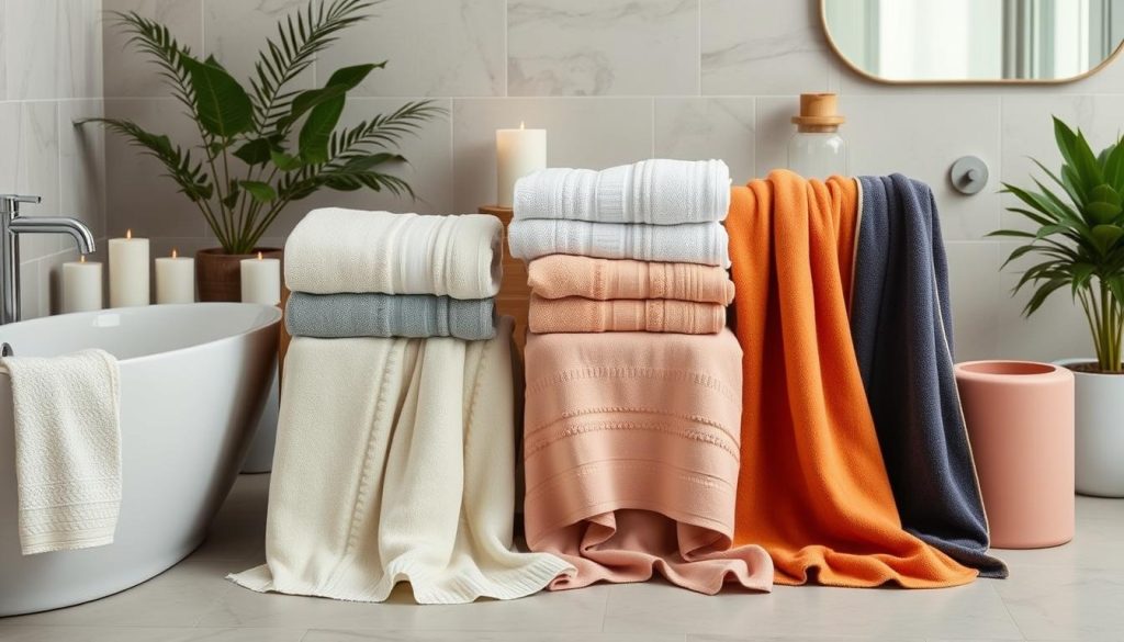 Mixing towel hues for interior design coordination