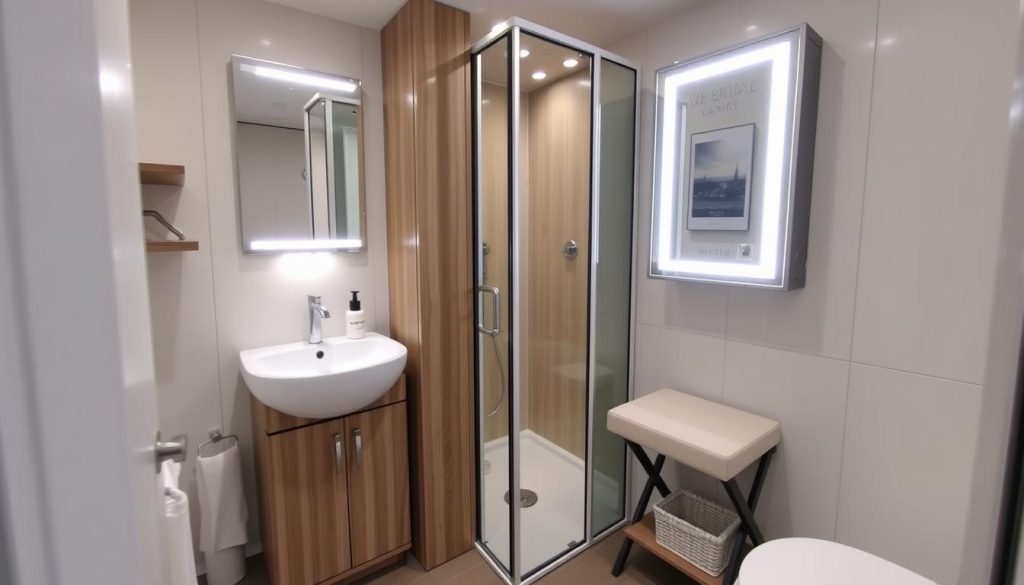 Multi-functional furniture for space-saving bathroom