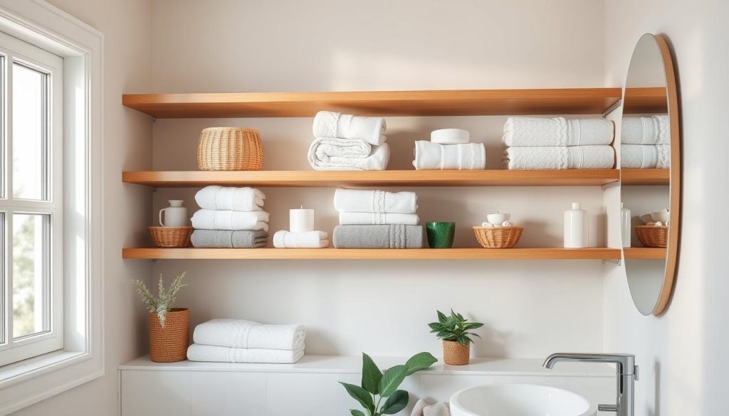 Open shelving for towel display