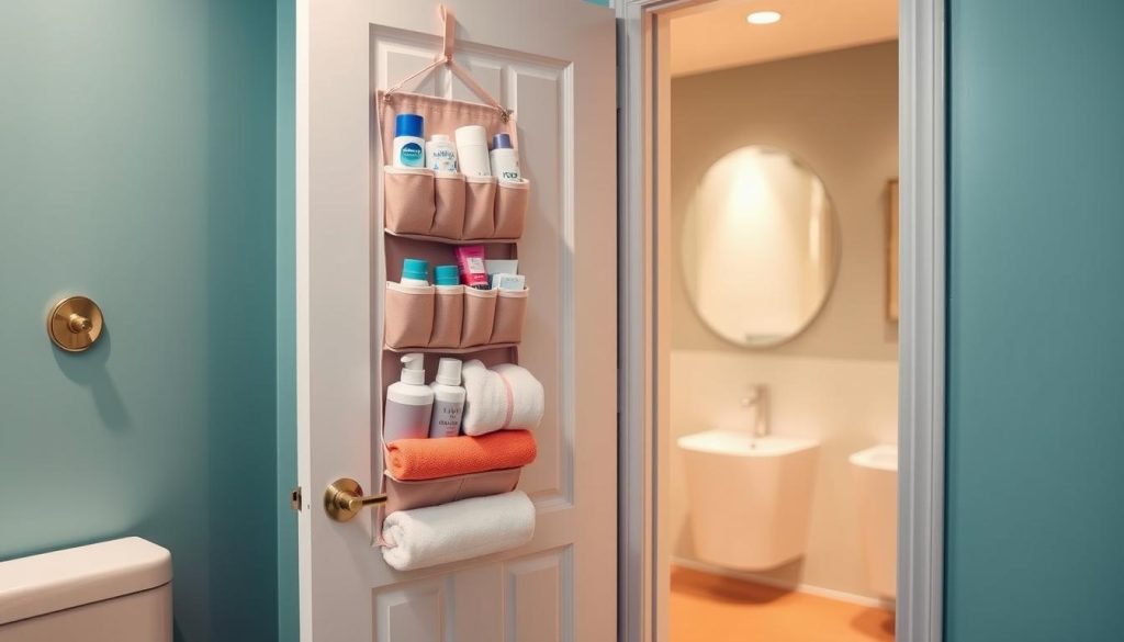 Over-the-door organizer for bathroom storage