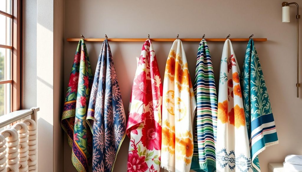 Patterned towels for bathroom decor