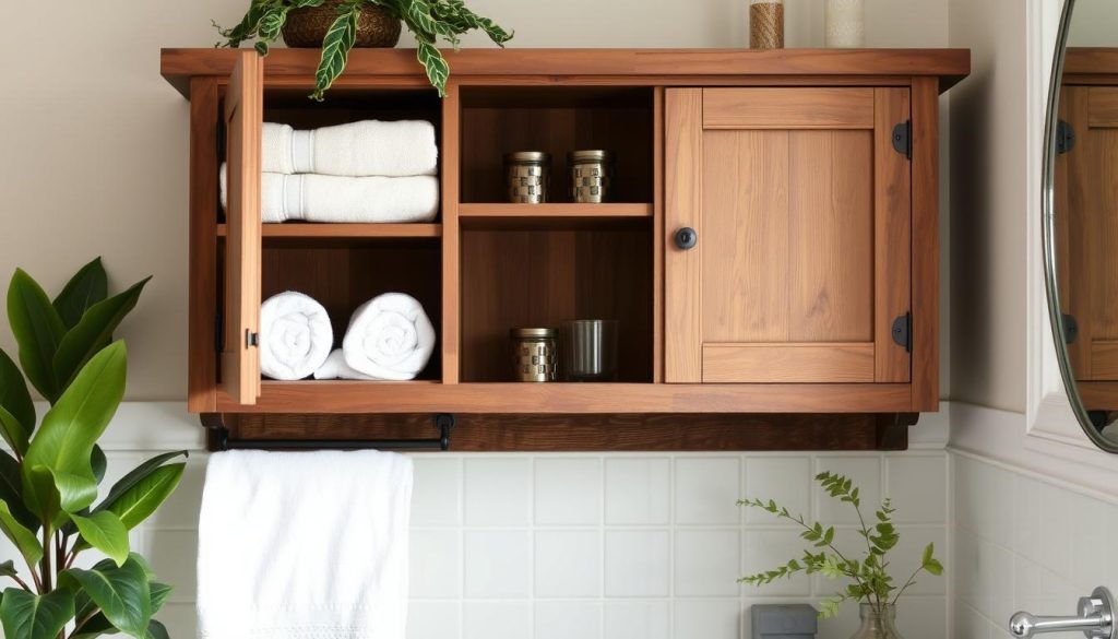 Repurposed furniture for unique bathroom storage