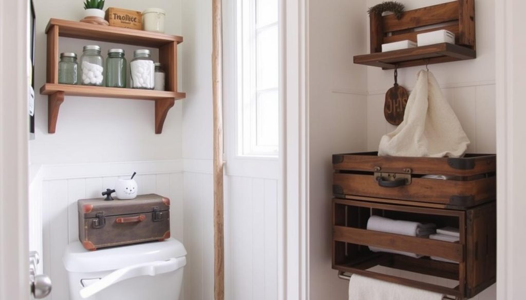 Repurposed storage ideas for creative bathroom storage