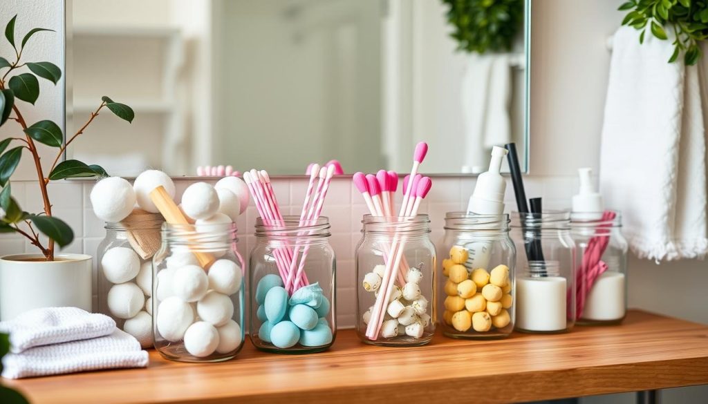 Repurposed vanity storage using mason jars