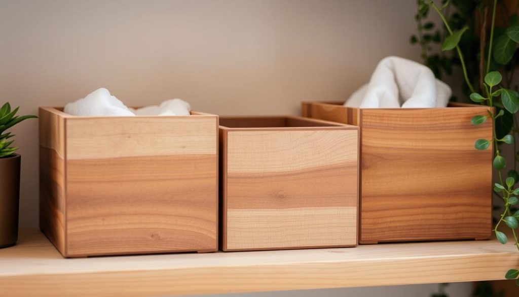 Rustic bathroom storage boxes