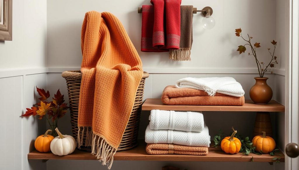 Seasonal towel displays as decorative accents