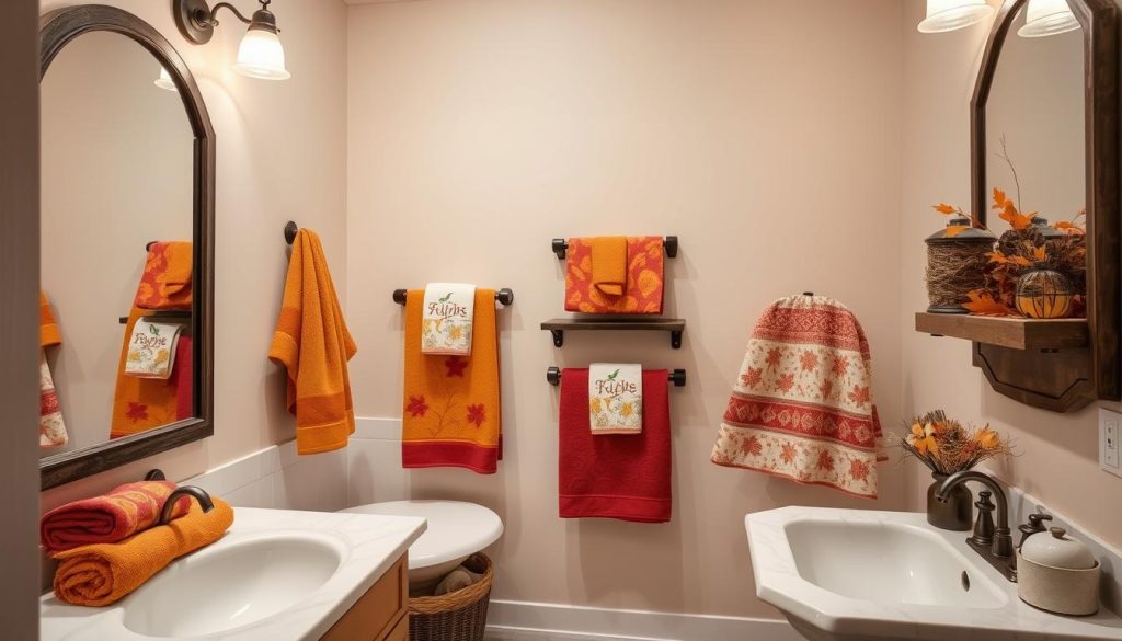 Seasonal towel displays for bathroom styling