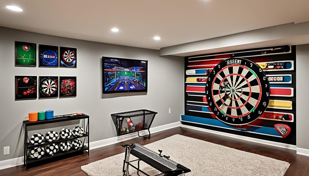 Small basement game room design