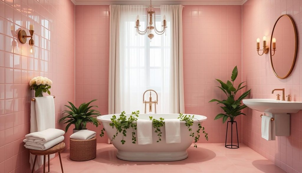 Soft pink bathroom design